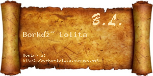 Borkó Lolita névjegykártya